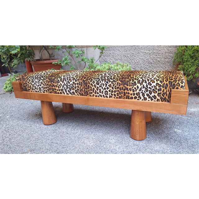 2000 - 2009 Bench with Conical Legs and Animalier Fabric from Artigianato Italiano, 2000s For Sale - Image 5 of 8