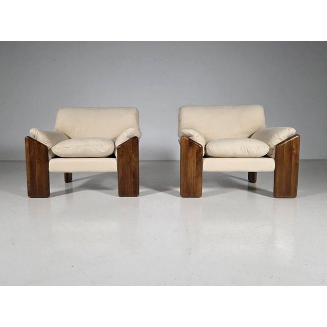 Sapporo Nutwood Armchairs by Mario Marenco for Mobil Girgi, 1970s, Set of 2 For Sale - Image 4 of 9