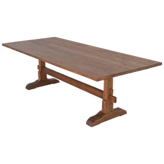 Collapsible Trestle Table in Vintage Pine, Custom Made For Sale