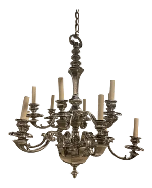 1920’s Italian Silver Plated 12 Lights Chandelier
