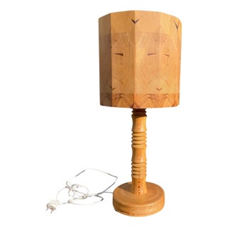 Large Modern Swedish Pine Table Lamp, 1960s For Sale