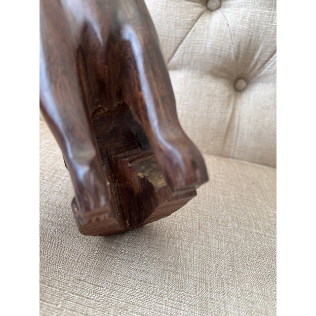 Black Hand-Carved Wooden Cat Figurine For Sale - Image 8 of 12