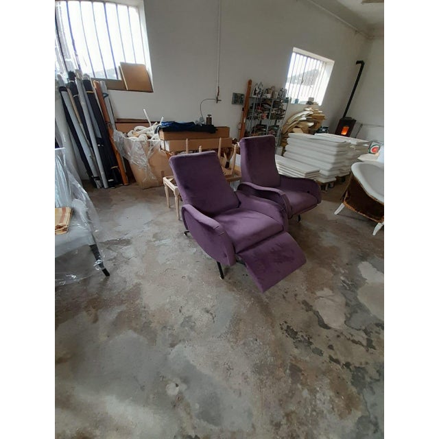 1970s Reclining Chair in Purple Velvet, 1970s For Sale - Image 5 of 14