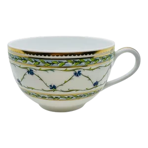 Raynaud Limoges Allee Royale Teacup-France-Fine Porcelain-Gold-Blue Floral-China