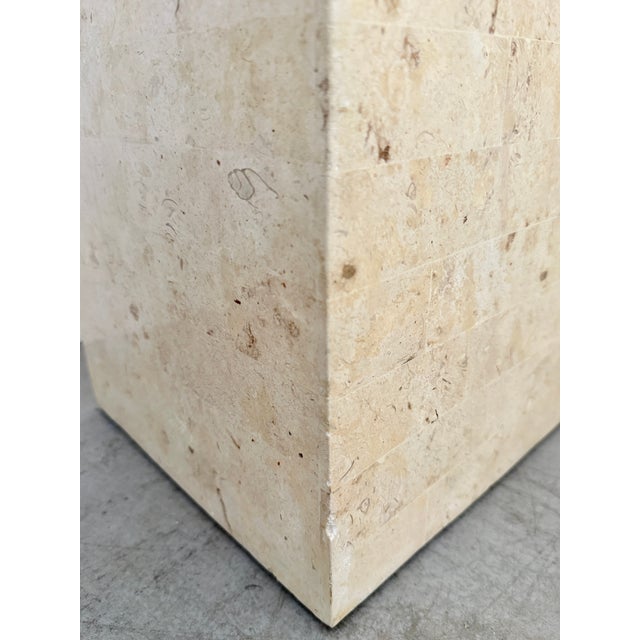 Beige Postmodern Travertine Pedestal From 80's For Sale - Image 8 of 9