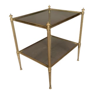 French Small Side Table, Nickel-Plated Bronze, Circa 1950 For Sale