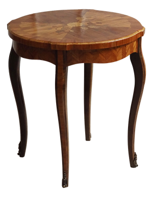 Inlaid Guéridon Side Table with Floral Marquetry, 1900