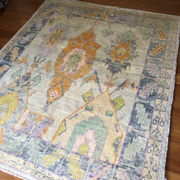 2010s Contemporary Turkish Oushak Rug With Large Floral Design | 5'9" X 6'10" For Sale - Image 5 of 6