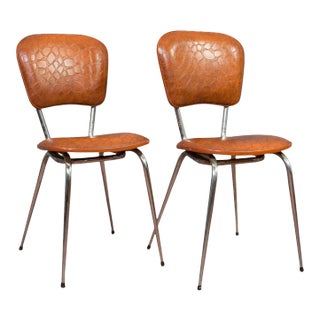 1960s French Faux Crocodile Upholstery Chairs - A Pair For Sale
