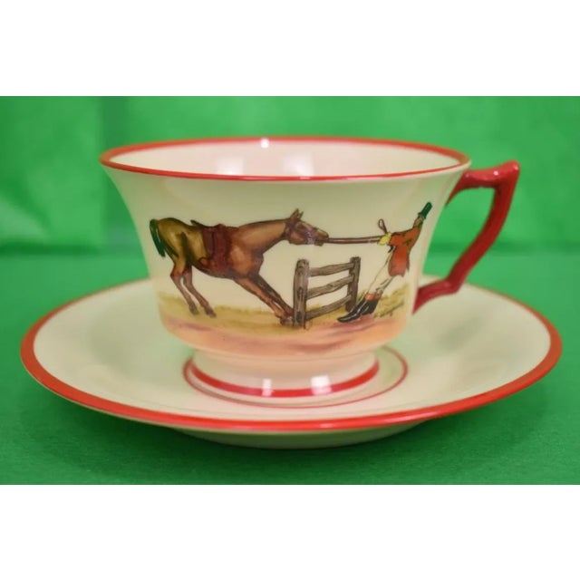 1950s Frank Vosmansky for Abercrombie & Fitch Cup & Saucer Foxhunt Set - 12 Piece For Sale - Image 5 of 10