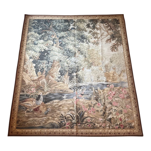 Beautiful Vintage Large Wool Tapestry Made for Ethan Allen For Sale