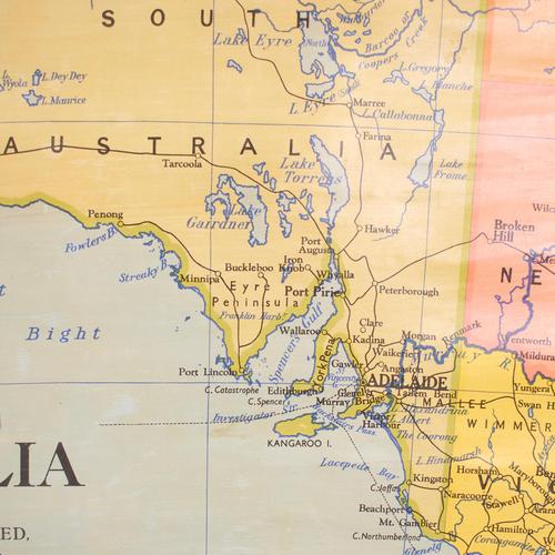 Vintage Australia Wall Map by W. & A.K. Johnston, 1950s For Sale - Image 3 of 10