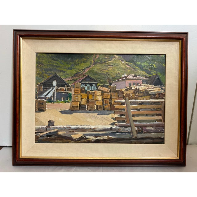 Pushnin, Alexander, "At the Pier," Russian Painting, 1959 For Sale - Image 4 of 12