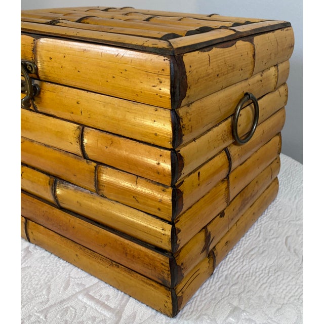 Coastal Vintage Bamboo Jewelry Box or Keepsake Chest in Natural Bamboo, Asian-Inspired For Sale - Image 3 of 9
