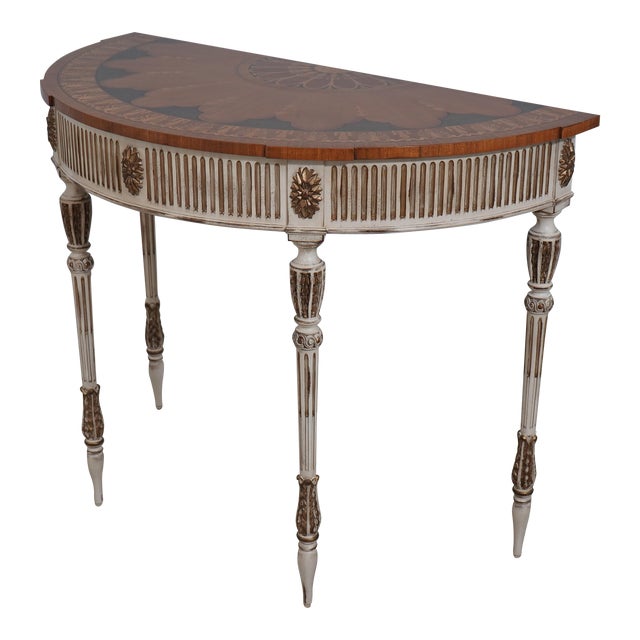 Ej Victor Inlaid Top French Louis XVI Console Table For Sale