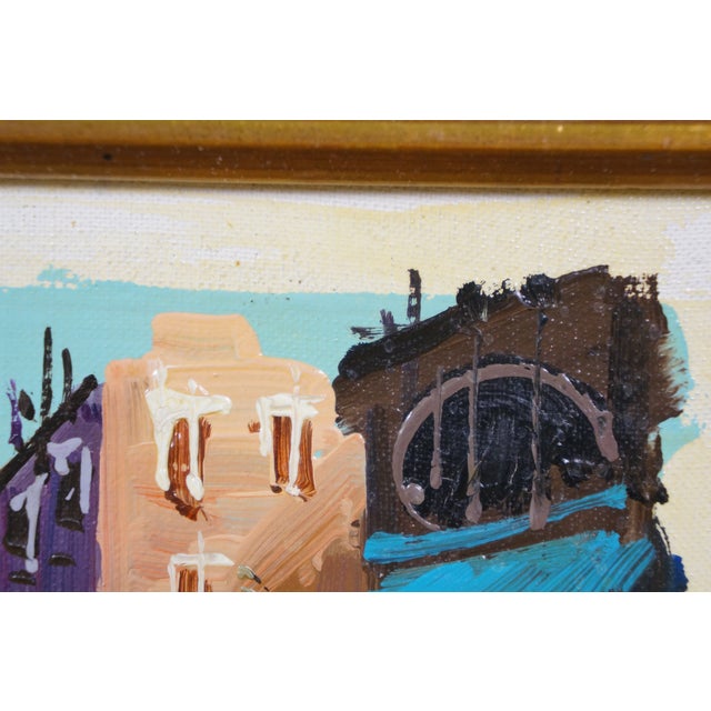 Wood European Impressionist Market Place Street Scene Oil Painting on Board 17" For Sale - Image 7 of 11