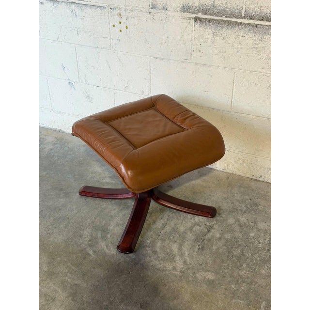 Animal Skin Tan Leather Ottoman Mid-Century Modern 1970s For Sale - Image 7 of 10