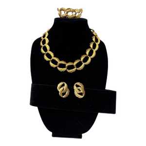Vintage Napier Gold Tone Chain Link Jewelry Set - Necklace Bracelet Earrings, 4 Pieces