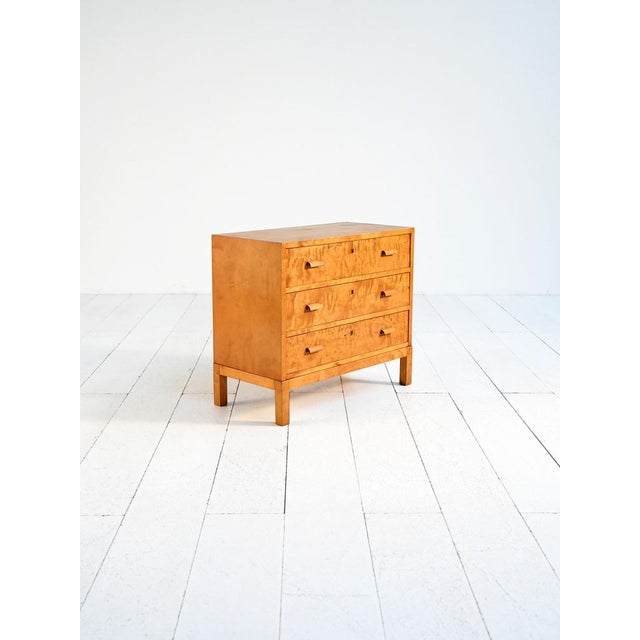 Deco Chest of Drawers in Flamed Birch, 1930s For Sale - Image 4 of 6