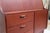 1950s secretary desk, teak veneer. Beautiful reddish-brown color. One lockable door and three drawers. Manufactured by VKW...