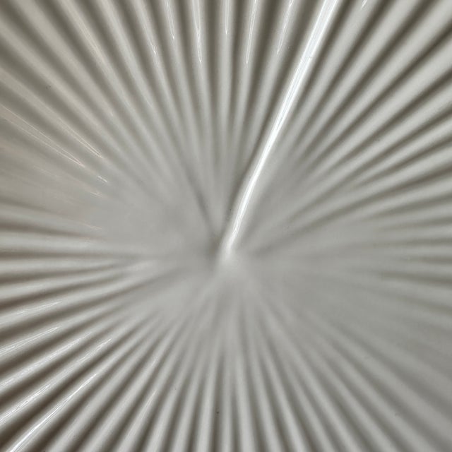Extra-large VBC Casa Italian ceramic serving platter featuring a dramatic sculptural sunburst / radiating ribbed design in...