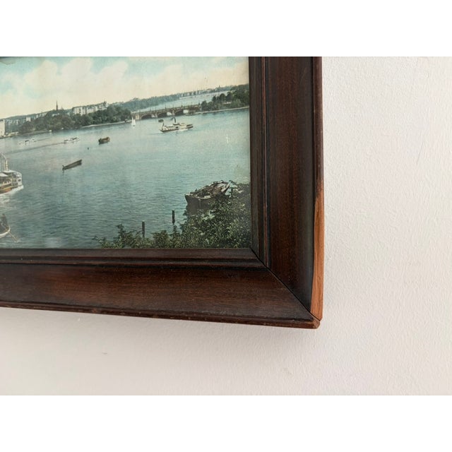 Nautical Vintage Panoramic Hamburg Harbor Print – Framed German Cityscape, 30.75” For Sale - Image 3 of 13
