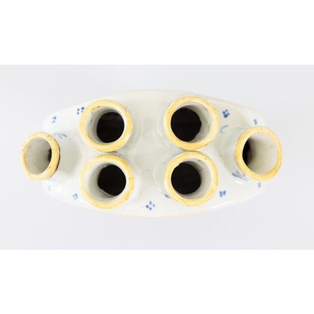 Yellow 19th Century French Quimper Faience Tulip Vase Tulipiere For Sale - Image 8 of 11