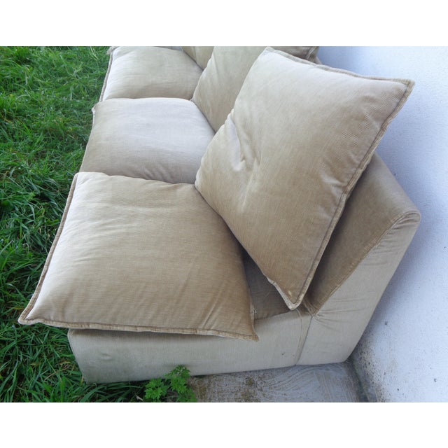 Sectional Sofa in Shaved Velvet with Down Padding and Walnut Feet, 1960s, Set of 6 For Sale - Image 14 of 18