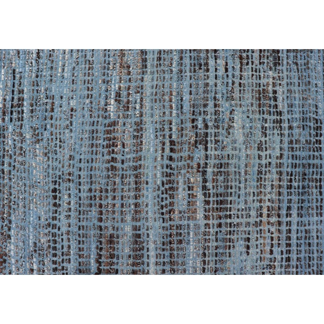 Charcoal Hi-Low Textured Rug by Keivan Woven Arts, Blue & Charcoal 10'3 X 13'8 For Sale - Image 8 of 16
