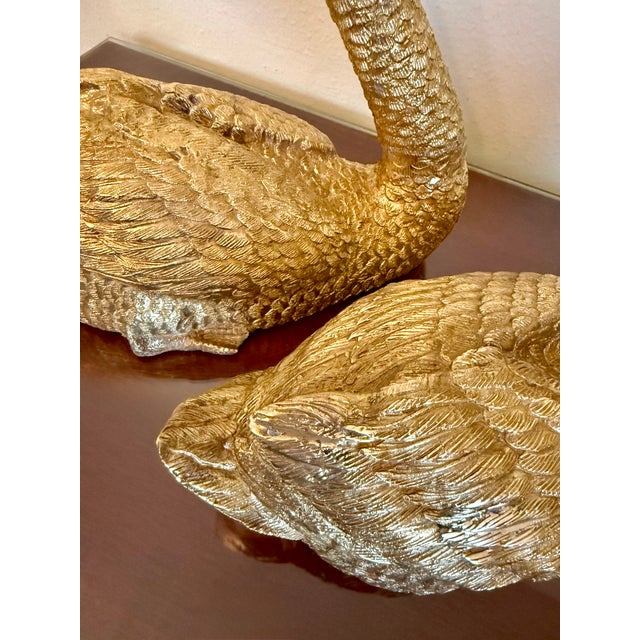 Vintage Pair of Maitland Smith Brass Swans For Sale - Image 6 of 10