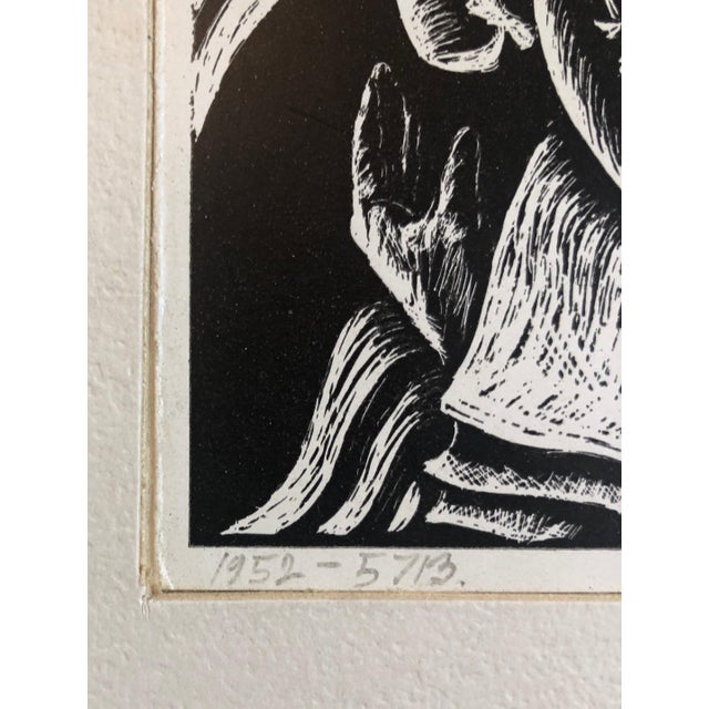 Modern Shulamith Wittenberg Miller, Shana Tova, New Year Woodcut Israeli Judaica Early Bezalel School Woman Artist For Sale - Image 3 of 5