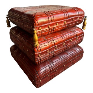 Faux Stacked Pillow Ottoman, Signed Olivieri For Sale