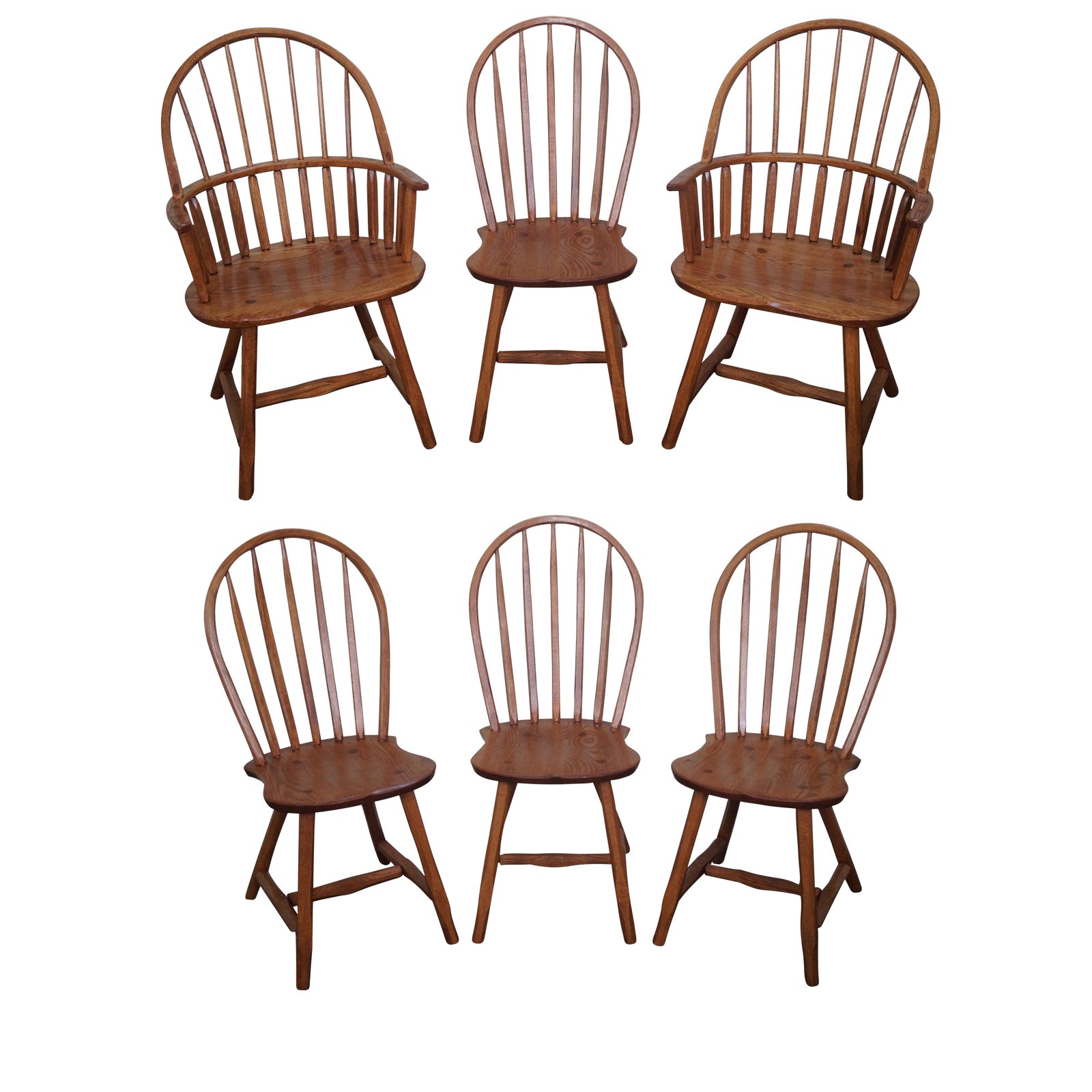 Hunt Country Furniture Oak Windsor Dining Chairs Set of 6 Chairish
