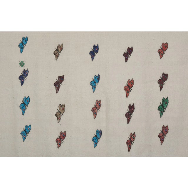 Vintage Aubusson Butterfly Pattern Kilim Rug For Sale In Philadelphia - Image 6 of 13