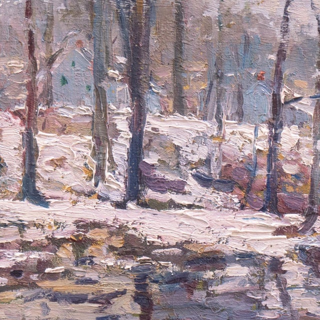 Paper 'Winter Landscape' by Mary Bannister Redfield, Circa 1925, Woman Artist, New York, Washington, Impressionist Snow Scene For Sale - Image 7 of 10