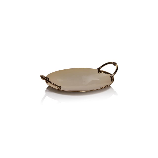 Modern Azalea Stainless Steel Serving Tray, Round For Sale - Image 3 of 3