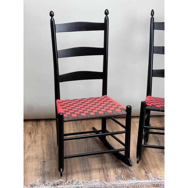 1980s Vintage Pair of Mt. Lebanon Shaker No. 2 Tape Seat Rockers | Chairish