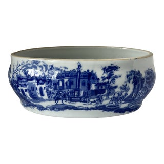 Vintage Porcelain Blue and White Oval Planter For Sale