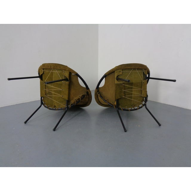 Olive Green Suede Balloon Chair from Lusch, Germany, 1960s For Sale - Image 10 of 16
