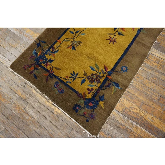 Textile 1920s Gold Floral Vase Floral Antique Chinese Art Deco Rug 3' X 5' 10'' Knottted Wool Carpet For Sale - Image 7 of 12