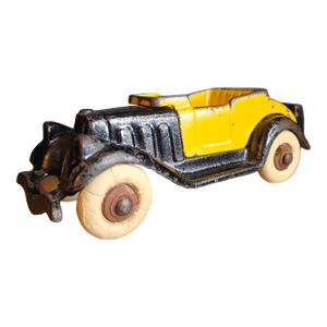 Rare 6" Deluxe Size Hubley Take-a-Part Roadster Yellow & Black Cast Iron 1933