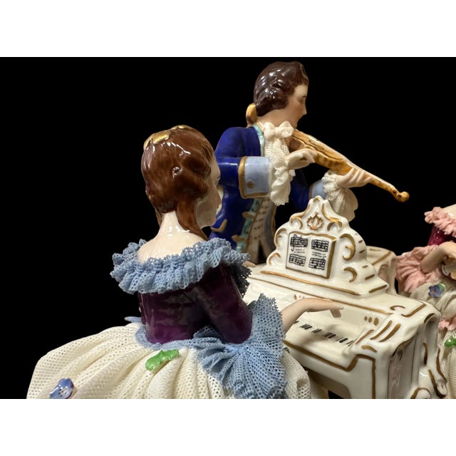 Early 20th Century Muller Volksted Porcelain, 3 Figures, Piano, 1907-1949 For Sale - Image 5 of 11