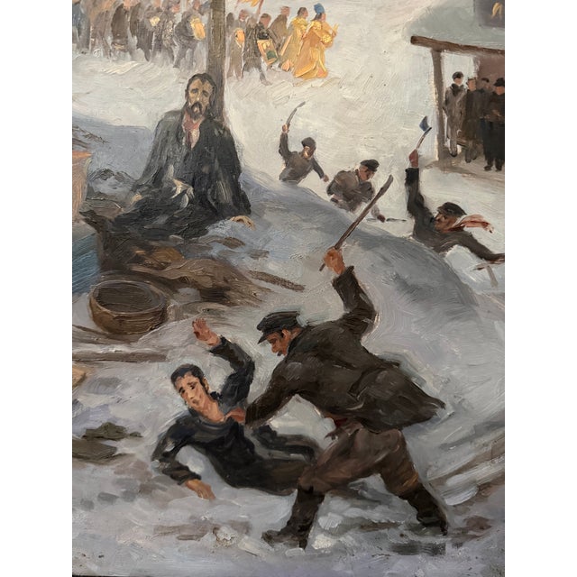Realism 1934 Antique Kiev Oil Painting A. Alexandrov Signed Historical Revolution Study For Sale - Image 3 of 12