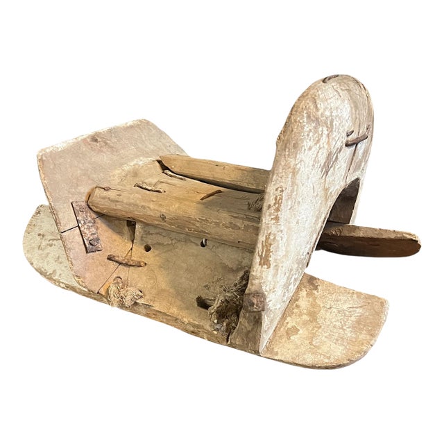 Early 20th Century Primitive Hand-Made Wooden Burro Saddle For Sale