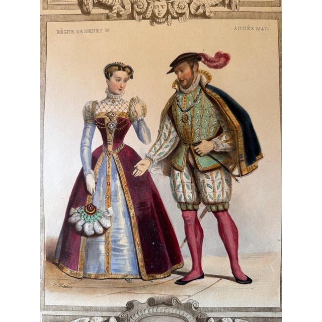 Henri II & Catherine De Medici French Court Costume, 1847, Lithograph For Sale - Image 9 of 10