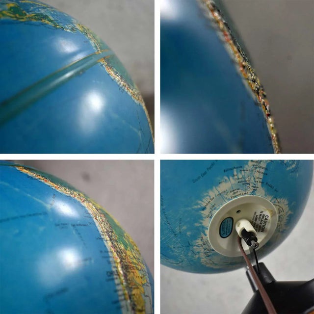 Mid-Century Modern World Globe Repogle World Horizon Series Lighted on Custom Pine Stand For Sale - Image 12 of 13