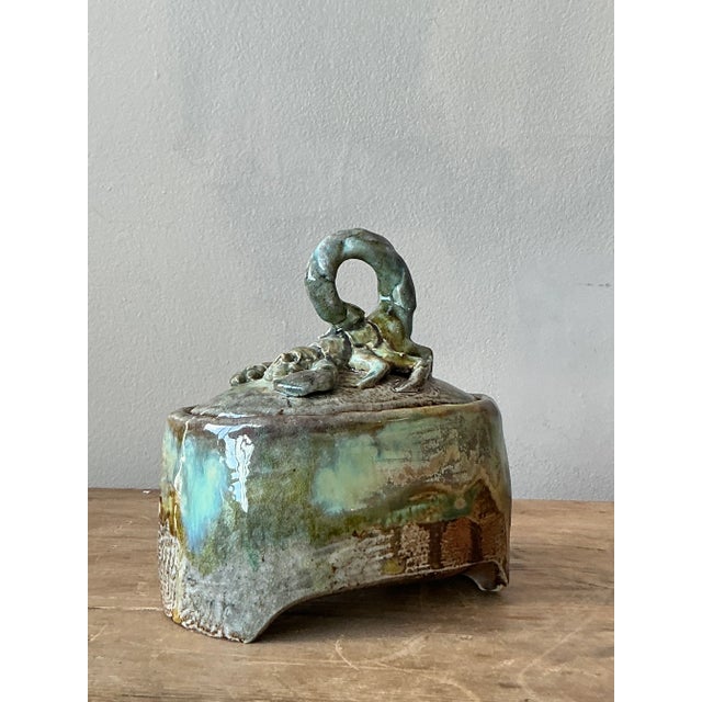 Vintage Boho Studio Pottery Scorpion Lidded Box For Sale In West Palm - Image 6 of 11