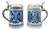 Antique Hand-Painted Beer Mugs with Pewter Lids from Royal Delft, 1920, Set of 2 For Sale