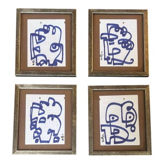 Four Original Abstract Marker Drawings by Wayne Cunningham - Set of Four For Sale