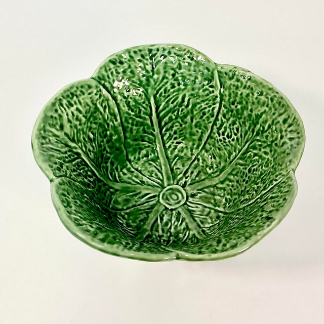 Ceramic 1980s Vintage Majolica Hollywood Regency Arts & Crafts Deep Cabbage Serving Bowl For Sale - Image 7 of 14